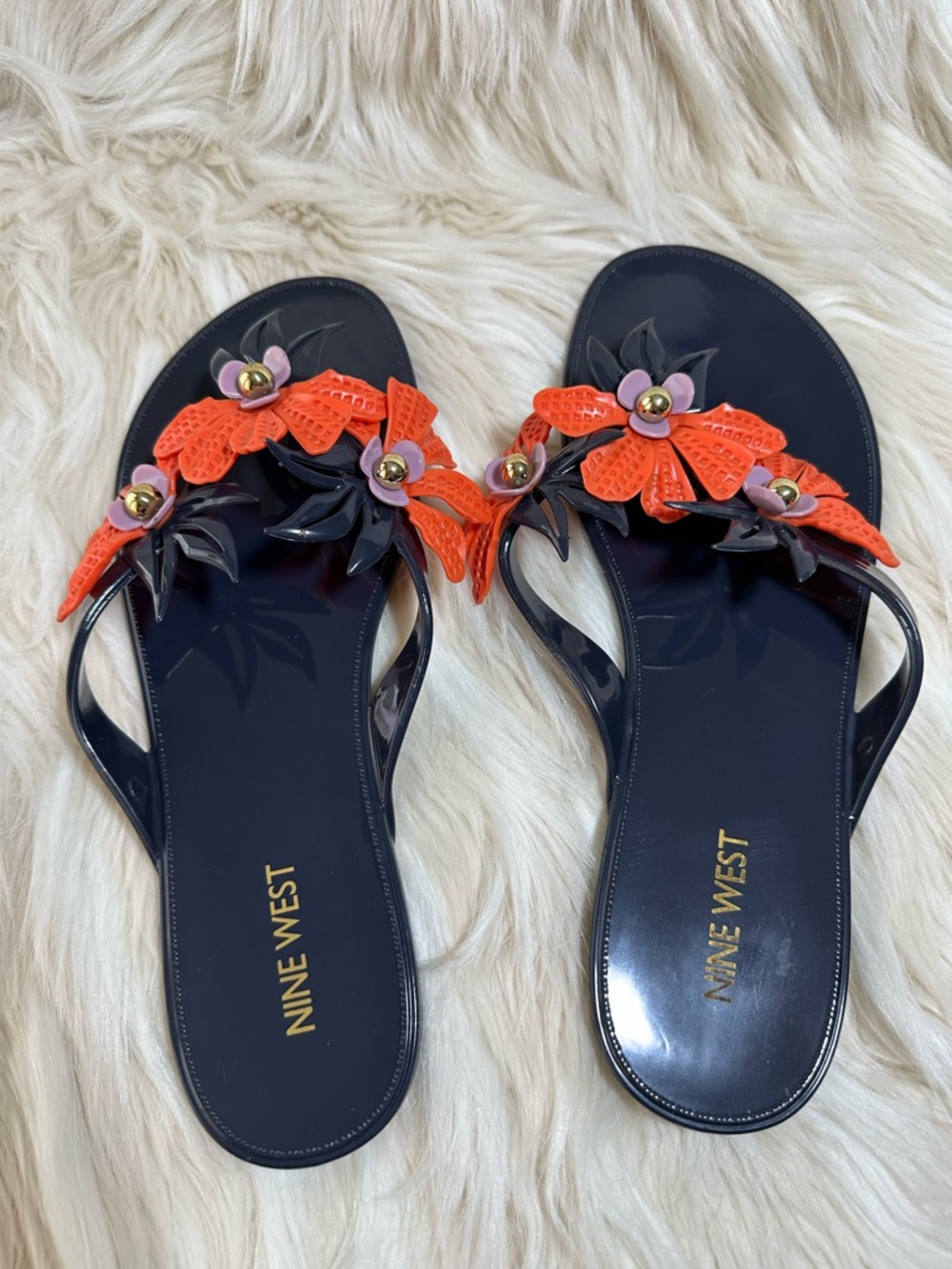 🌺 Nine West Floral Jelly Sandals – Size 9 - Picture 4 of 6